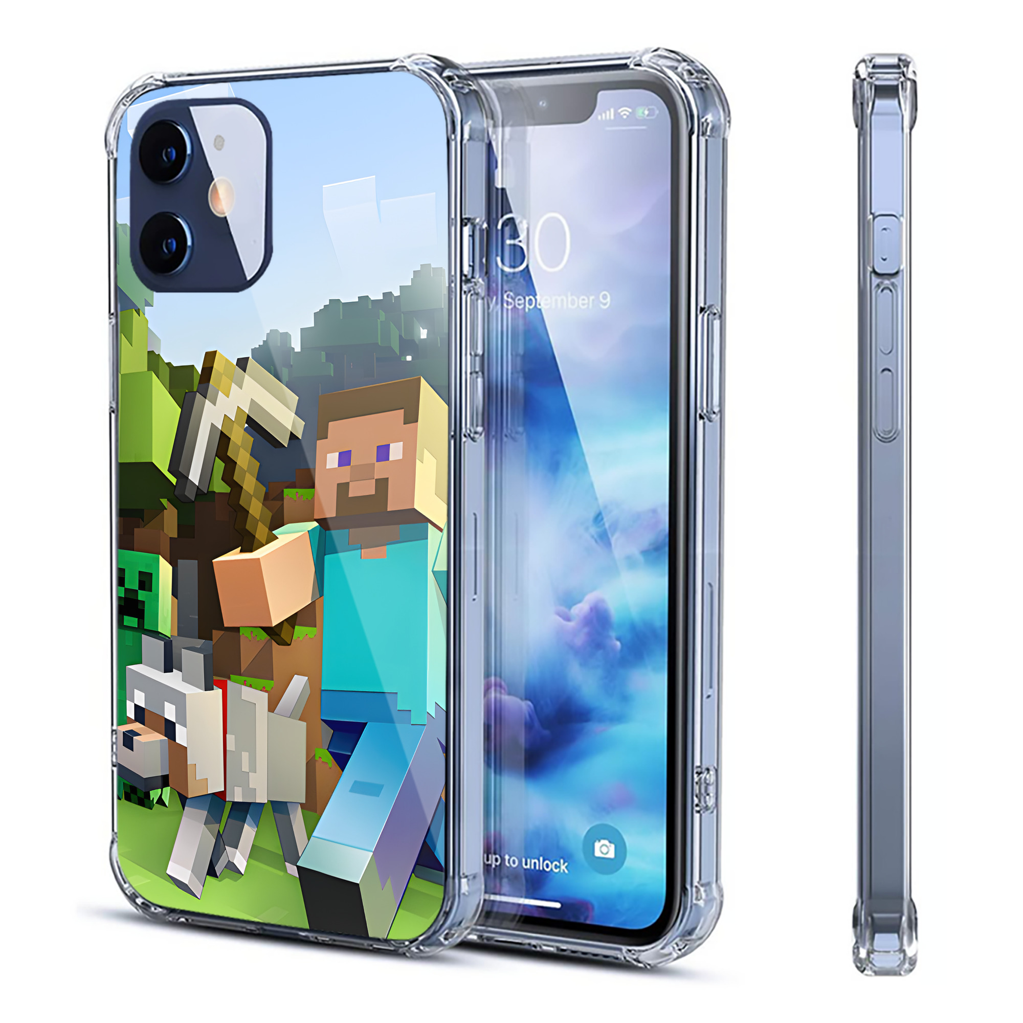 （画像用） マインクラフト ブロックの世界 Minecraft MC Block world 【iPhone 12シリーズ対応】透明スマホケース（クリアソフトケース）